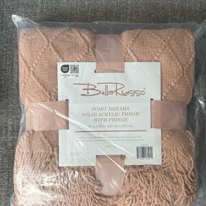 Bella Russo Ivory Dreams Acrylic Throw with Fringe